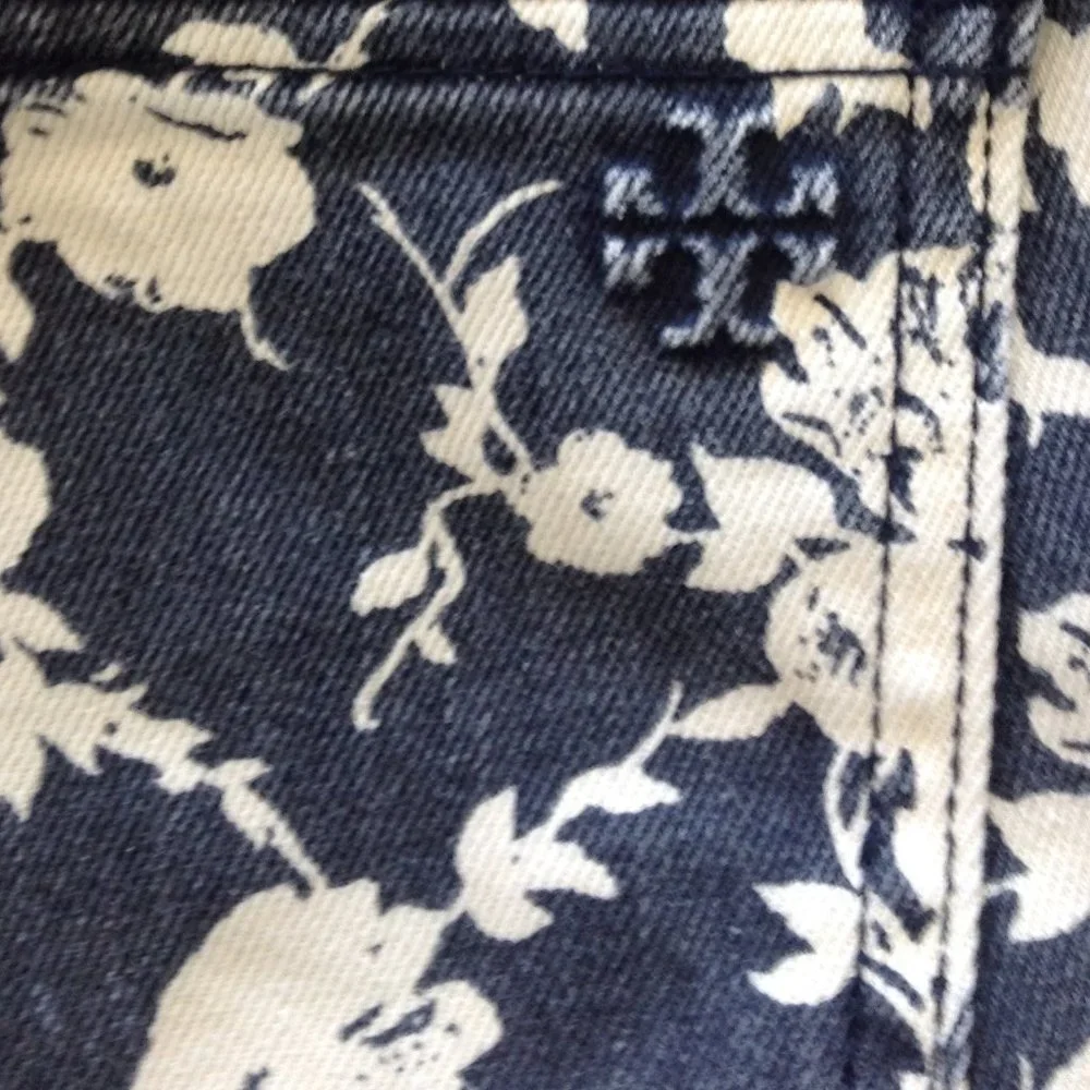 Tory Burch Floral Alexa Cropped Skinny Jeans
